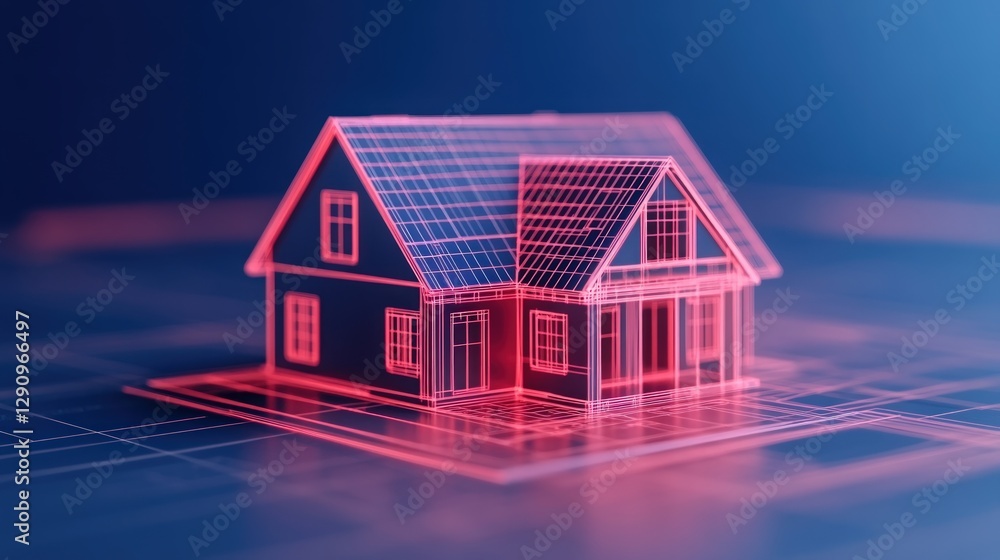 Aufkleber A charming house set against a bright blue background creating a unique scene