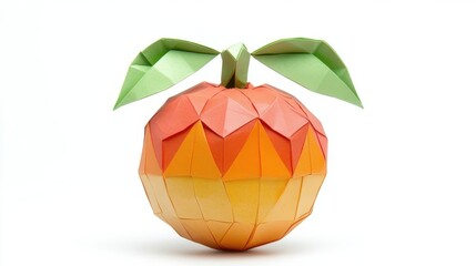 A colorful paper origami apple with two green leaves