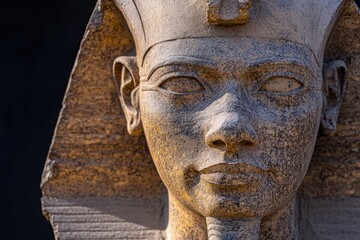 Fototapeta premium A close-up view of an Egyptian woman statue with intricate details and hieroglyphics