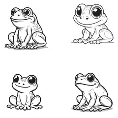 High-Quality Cute Cartoonic Frog Sitting Pose Vector Illustrations