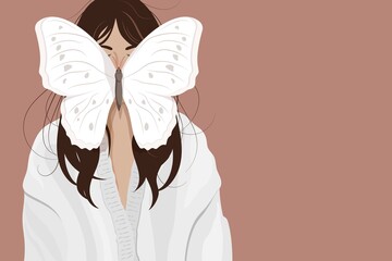 Woman and mental health background, feminine illustration design