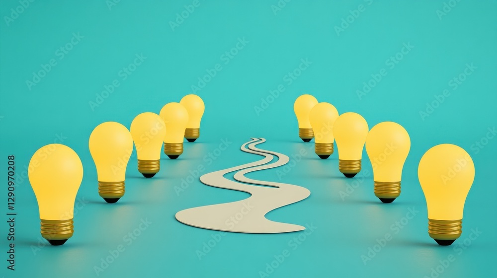 Aufkleber group of illuminated light bulbs forming a pathway towards a bright future