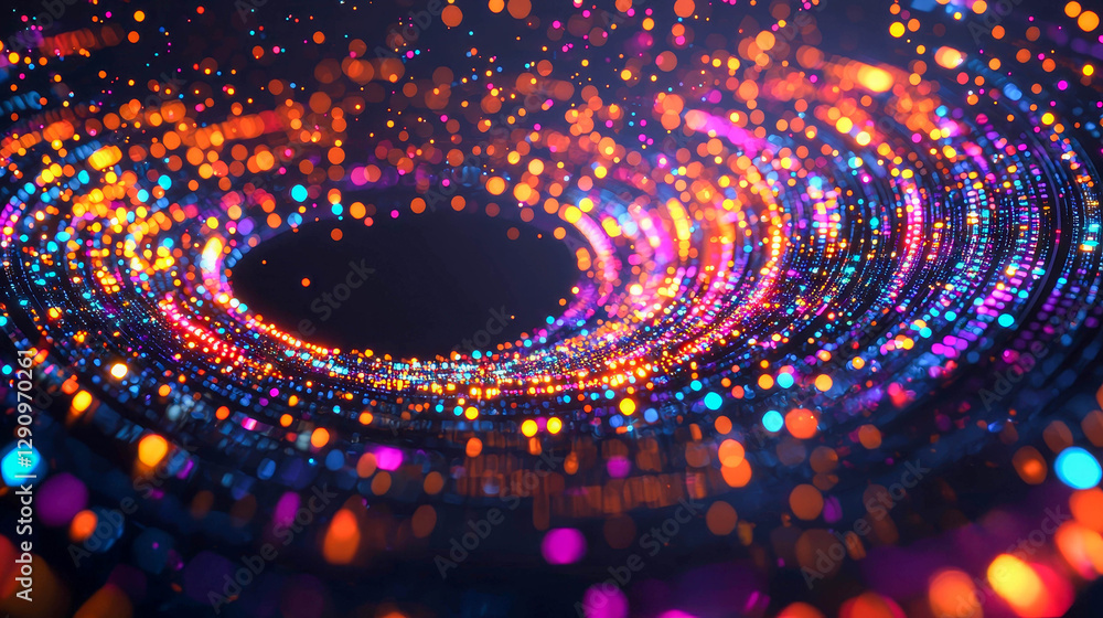 Aufkleber abstract composition in dark colors, with lots of bright, luminous dots. the dots are organized into