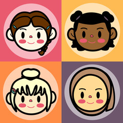 Illustration of Teenage Girls As Diversity Cultures and Races In The World