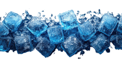 Cool Cubes: Sparkling blue ice cubes, arranged in a captivating composition, evoke a sense of refreshment and chill. Perfect for summer beverages.