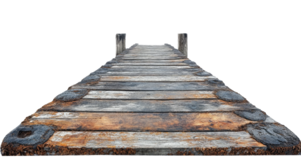 Boardwalk's Journey: A weathered boardwalk extends invitingly towards the horizon, its aged wooden planks and sturdy posts evoke a sense of timelessness and the promise of adventure.