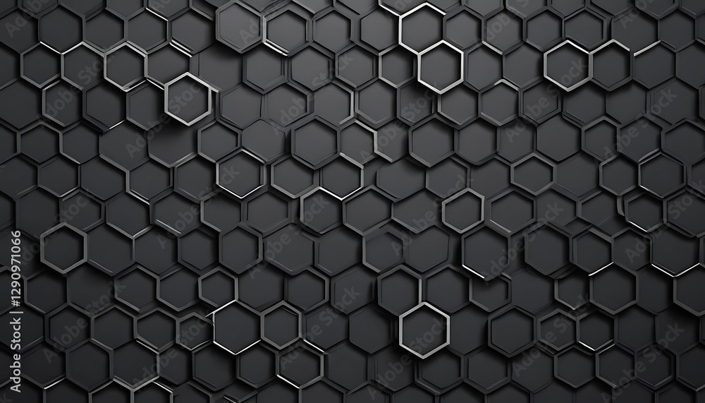 Poster abstract hexagonal shapes arranged closely across a textured background