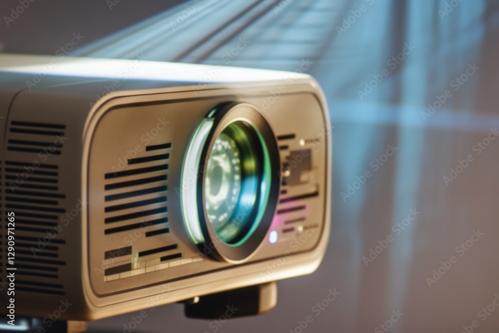 Poster A standalone projector with another projector mounted on its top, possibly for projection mapping or stacking