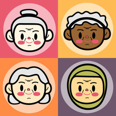 Illustration of Grandmothers As Diversity Cultures and Races In The World