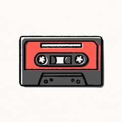 Cassette doodle sticker, retro music