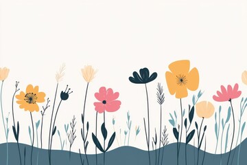 Blooming gardens filled with soft colored flowers in a minimalistic landscape design