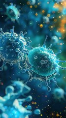 Detailed Microscopic Rendering of Infectious Disease Pathogens and Floating Debris in a Host Body