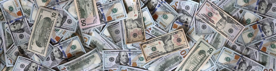 American cash banknotes as wide money background