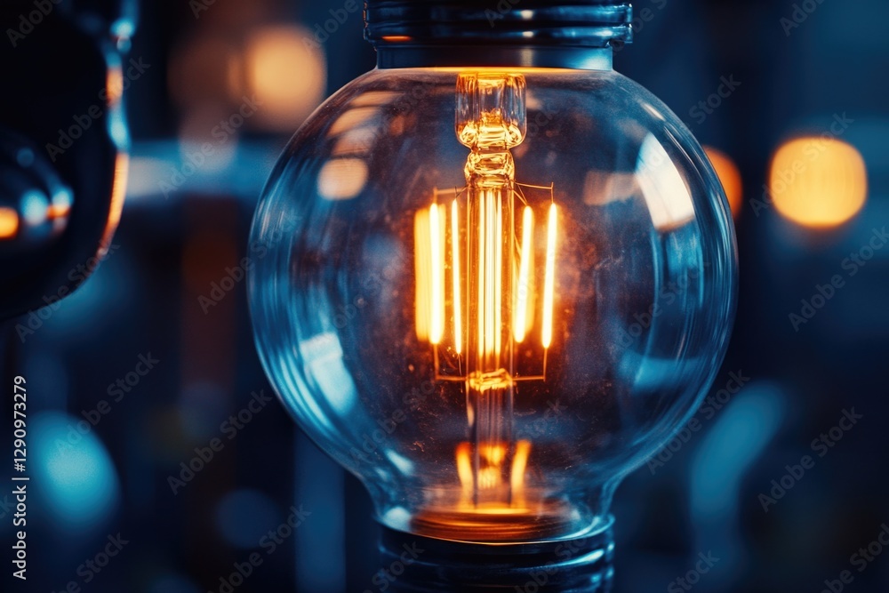 Poster close up of a light bulb on a utility pole, suitable for use in illustrations about lighting, infras