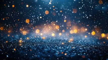 Abstract Festive Glittering Backdrop of Golden Lights and Sparkles in a Celestial Nightscape