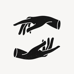 Magic hands clipart, black illustration