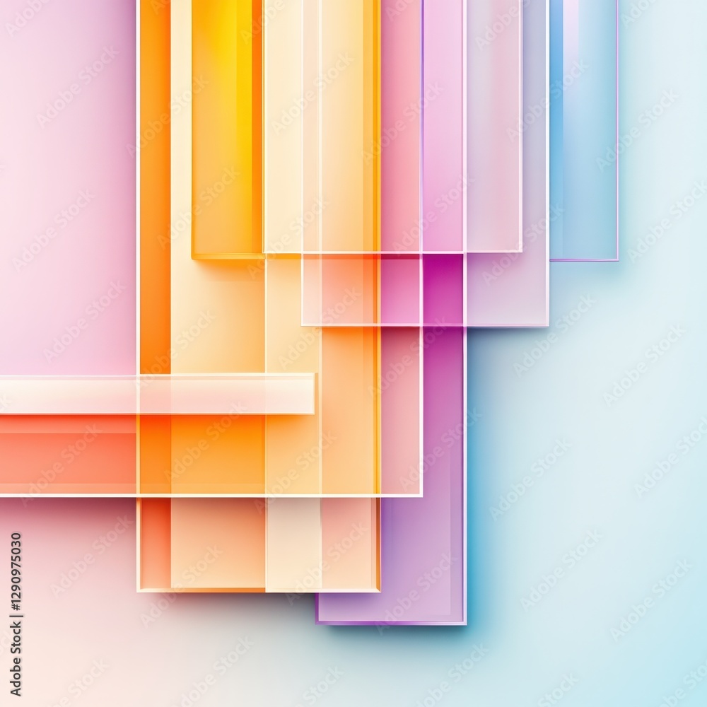 Poster Colorful Abstract Layers of Transparency and Light Over Soft Background