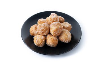 Traditional Carnival fritters or buñuelos e viento isolated on white background. .
