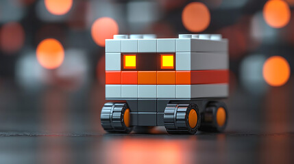 Innovative warehouse robot with holographic interface scanning items modern logistics center technology showcase indoor environment close-up view futuristic concept