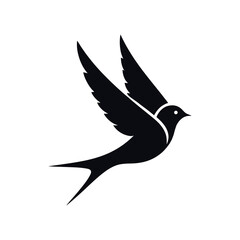 Flying Swallow Silhouette Vector – Minimalist Bird Design for Prints