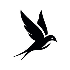 Swallow Silhouette Vector Art – Black Bird Outline for Logos & Decor