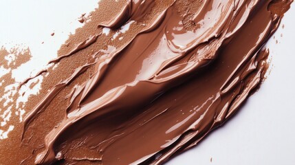 Swirled brown creamy texture on white background.