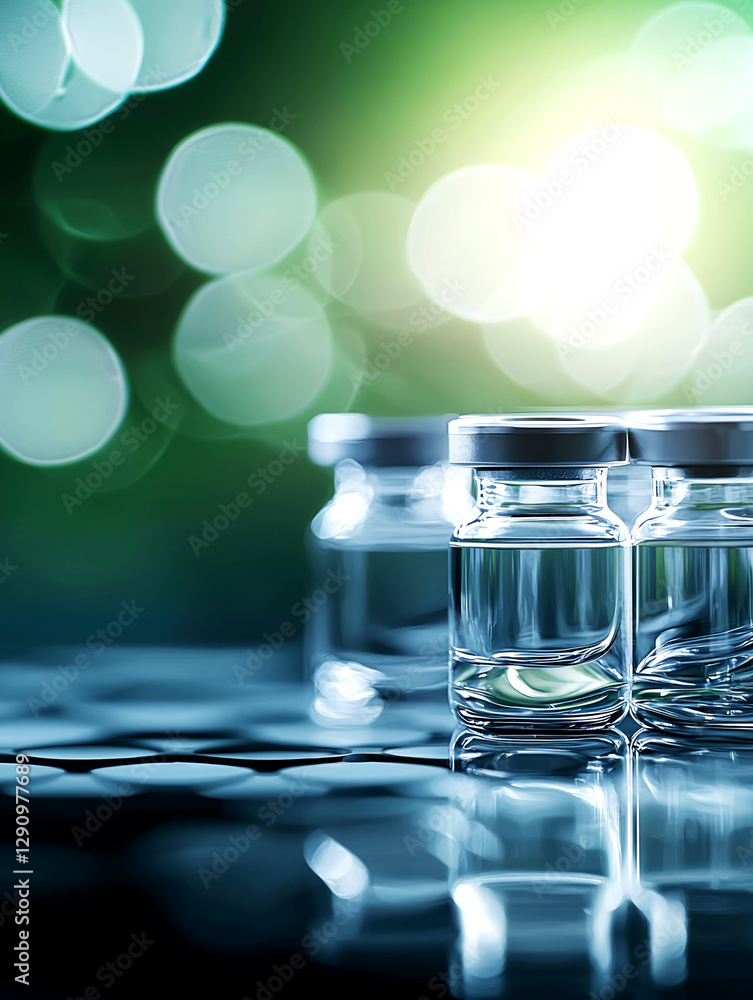 Poster scientific exploration of glassware in a laboratory setting with stunning visuals and bokeh effect