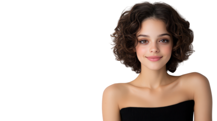 Elegant woman in black dress, a timeless portrait on dark background