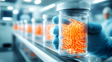 Innovative Laboratory Glassware Displaying Vibrant Microorganisms Modern Research Facility Scientific Content Cleanroom Environment Close-Up View Experimental Concept