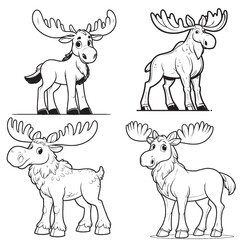 High-Quality Cute Cartoonic Moose Standing Pose Vector Illustrations