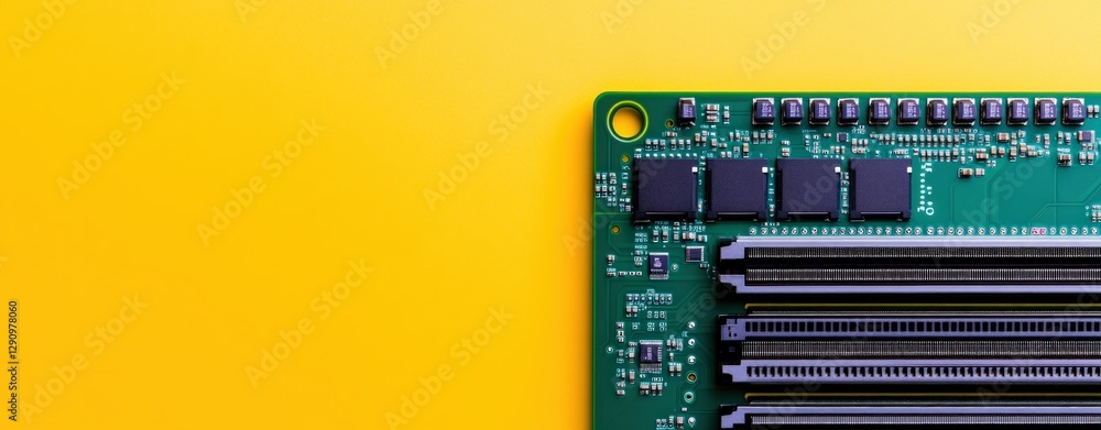 Poster Intricate close-up of a computer motherboard with circuitry and components