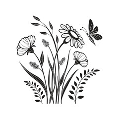 Flowers icon set. Flowers in modern simple. Cute round flower plant nature collection Vector art and illustrator 