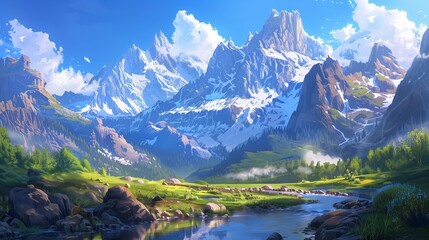 Fototapeta premium A selection of makeup products such as a blush compact, lip gloss, and eyeliner placed on a marble countert