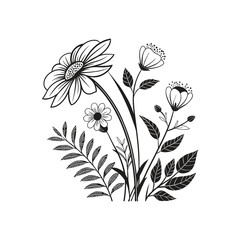 Flowers icon set. Flowers in modern simple. Cute round flower plant nature collection Vector art and illustrator 