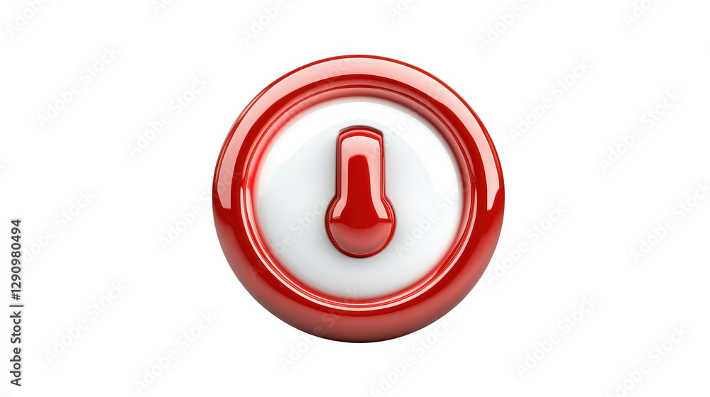 Poster vivid red and white push button closeup, a detailed exploration of simple interface element in moder