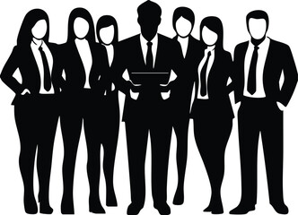Corporate Team Silhouette – Business Professionals in Formal Attire