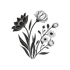 Flowers icon set. Flowers in modern simple. Cute round flower plant nature collection Vector art and illustrator 