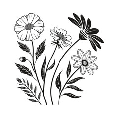 Flowers icon set. Flowers in modern simple. Cute round flower plant nature collection Vector art and illustrator 