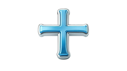 Obraz premium Striking blue cross symbol on a dark background, simple yet powerful design