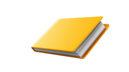 Vibrant yellow book on a striking black background, visual representation of knowledge and learning