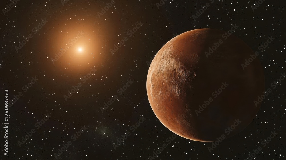 Poster the planet and star are displayed in a starry space background