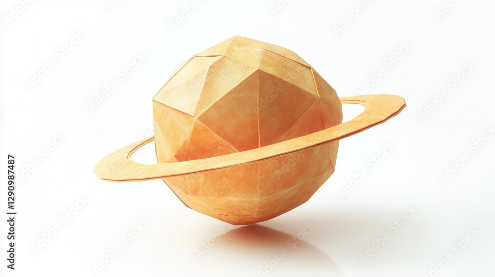 Poster paper craft representation of a simple planet with a ring