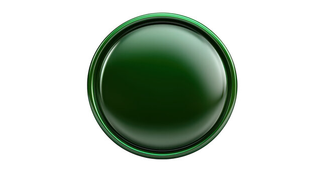 Vibrant green glass button on a sleek black background, modern element shiny