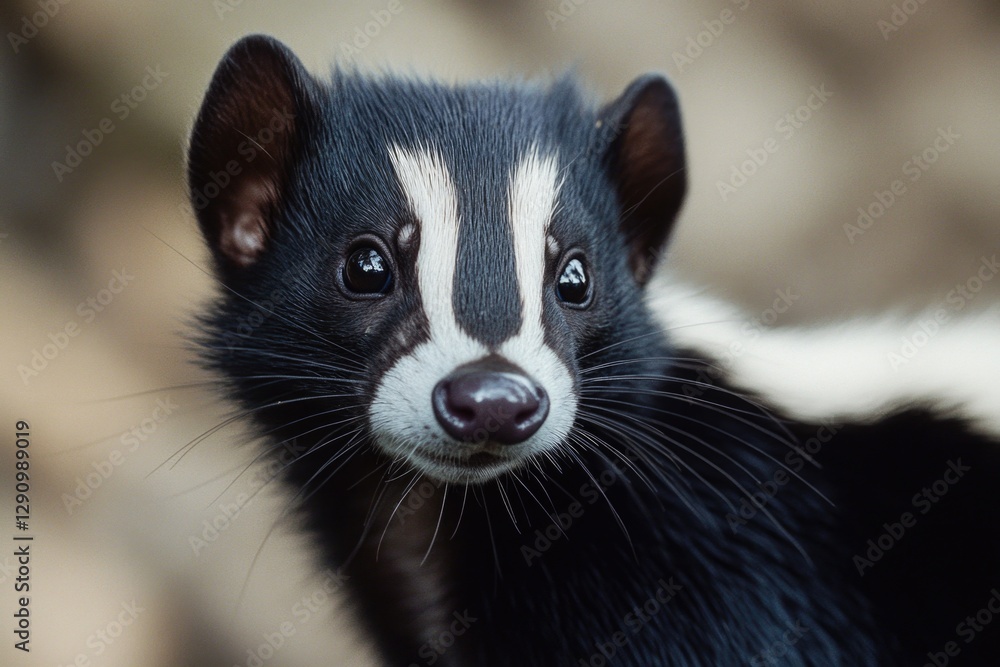 Poster a close-up shot of a black and white animal, perfect for use in a variety of contexts where a detail