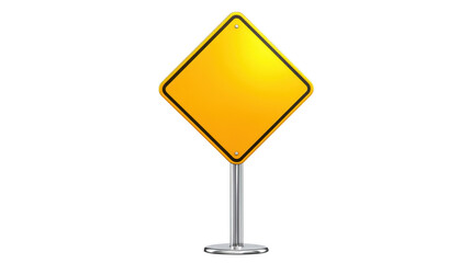Bright yellow road sign on a black background, striking contrast in visual communication