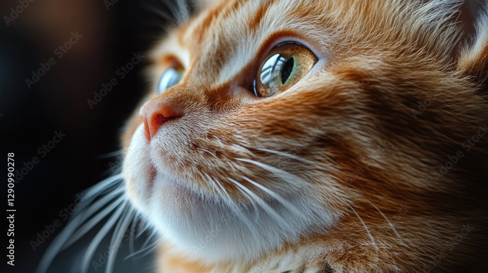 Poster a close-up photo of a cat's face with a blurred background