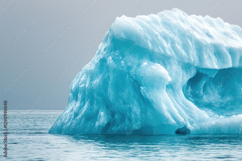 Poster a massive iceberg floats on the surface of the ocean, with waves crashing against its sides