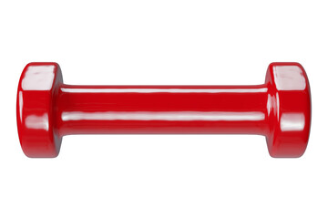 Blank Round vinyl rubber Dumbbell, weightlifting gym equipment side view, isolated on white background. 3D illustration