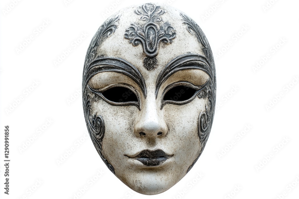 Poster close-up view of a mask on a white background