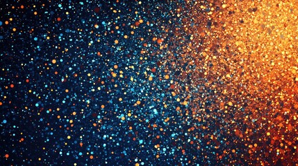 Vibrant Blue and Orange Particles Dancing in a Cosmic Void